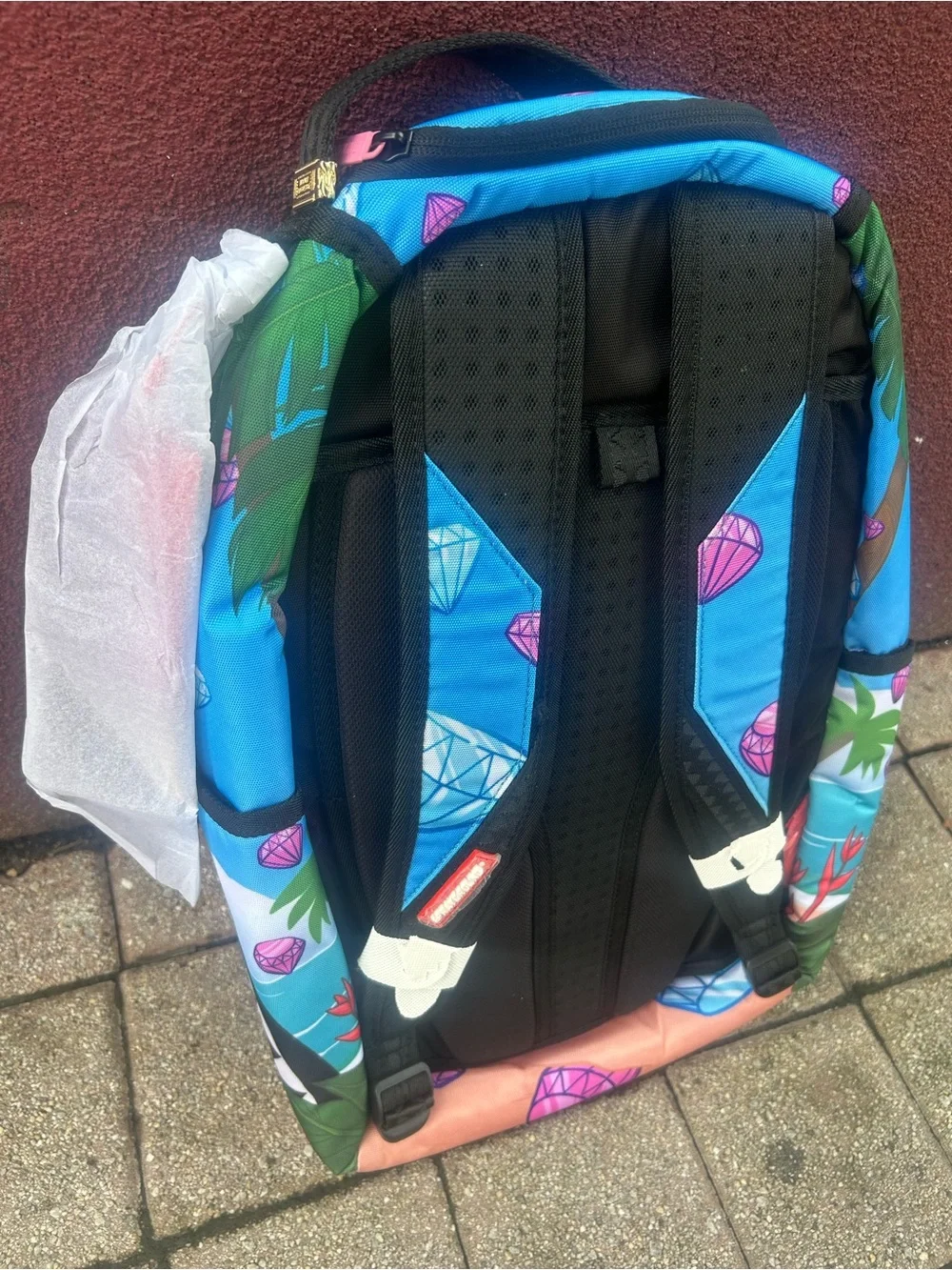 Sprayground Blue Pink Panther Diamond Graphic Kids Backpack